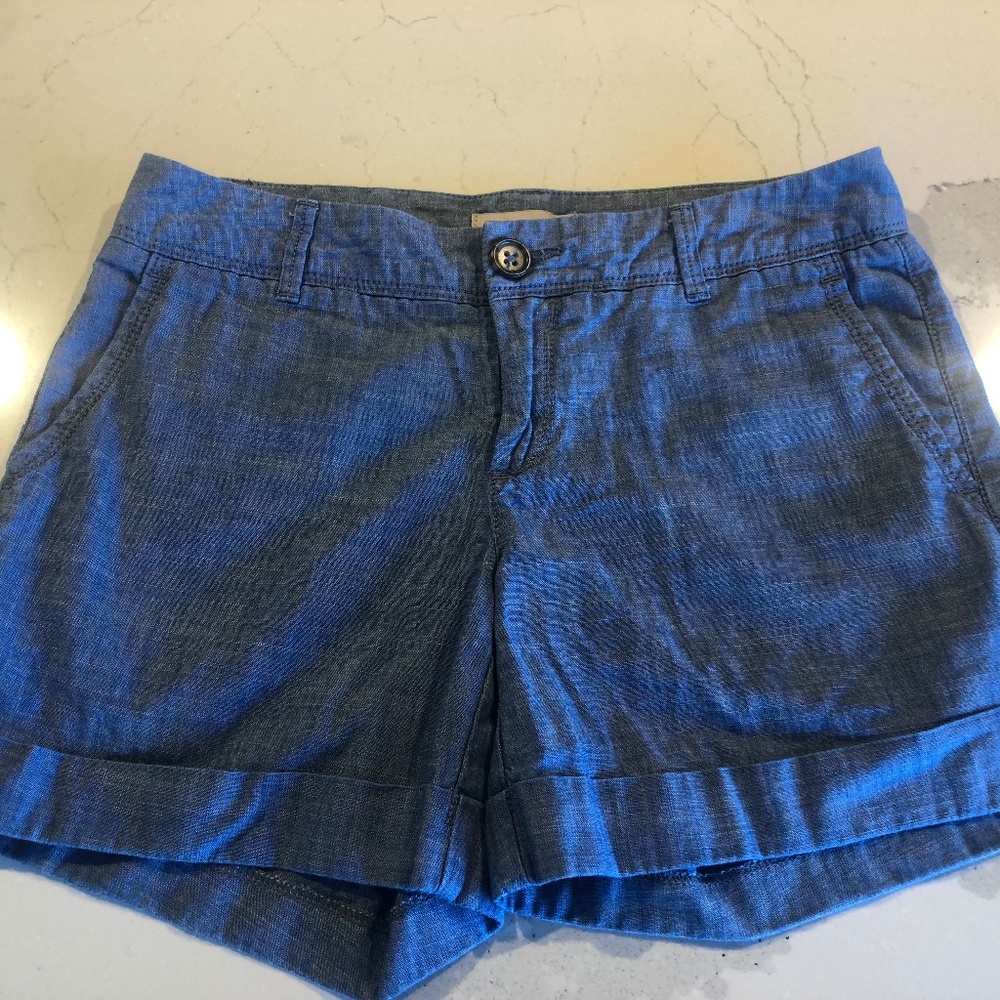 Banana Republic Chambray Folded Cuffed Cotton Shorts Size 0